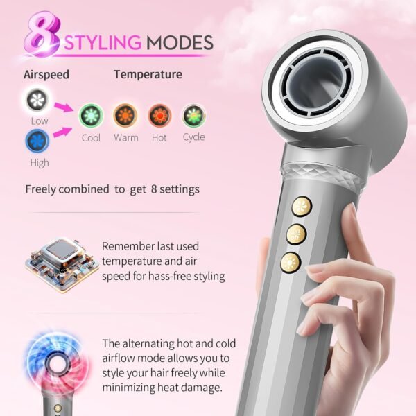 5-in-1 Hot-Air Brush Styler & Dryer - No Heat Damage Auto Wrap Multistyler - 110,000 High Speed Fast Drying Blow Dryer Brush Set - Airbrush Hair Styler & Air Curler for Women Gray