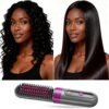 Hair Straightener Brush - Portable, Fast-Heating Styling Tool with Protective Dust Cover - 3 Temperature Settings, 300 Million Negative Ions for Frizz-Free Styling On-The-Go & Travel