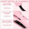 Hair Crimper, Waver Curling Iron Hair Styling Tool with Negative Ionic Technology Crimper Hair Tool for Creating Smooth Waves, French Anti-Scald Wave 32mm Curling Iron for Short Hiar, Pink