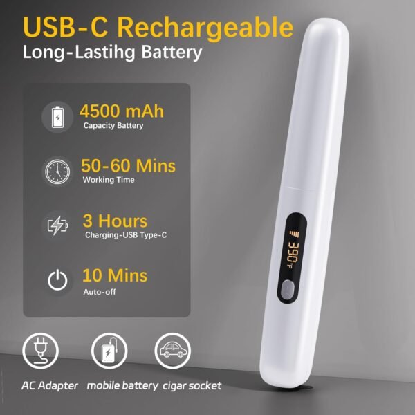 Cordless Hair Straightener Curler 2 in 1 Ceramic Flat Iron Mini Portable Fast Heating 30s 4500mAh Battery 4 Temp Adjustments LCD Display USB Rechargeable for Women Men with Pouch (White)