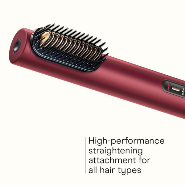5-in-1 Hair Drying Wand, Straightener, and Styler, Ionic All-in-One Digital Motor Blow Dryer, Includes 4 High-Performance Attachments, Cherry Red
