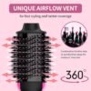 Hair Dryer Brush, 4 in 1 One Step Hair Dryer and Styler Volumizer, Professional Hot Air Brush with Negative Ion Anti-frizz Blowout for Drying, Straightening, Salon, Black Pink
