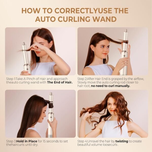 5 in 1 Hair Dryer Brush Set, Negative Ion Blow Dryer Brush Upgrade Hot Air Brush Air Styler Curling Wrap Air Curler, Curling Iron Hair Styling Tools As A Gift for Straight/Curl/Drying/Smoothing