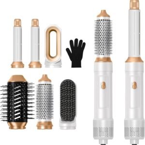 6 in ONE Blow Dryer Brush,Air Curling Iron Round Brush Blow Dryer 800W,Ionic Hair Dryer Brush for Women, Hot Air Brush Hair Styling Tools 100-120V