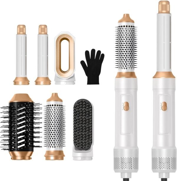 6 in ONE Blow Dryer Brush,Air Curling Iron Round Brush Blow Dryer 800W,Ionic Hair Dryer Brush for Women, Hot Air Brush Hair Styling Tools 100-120V