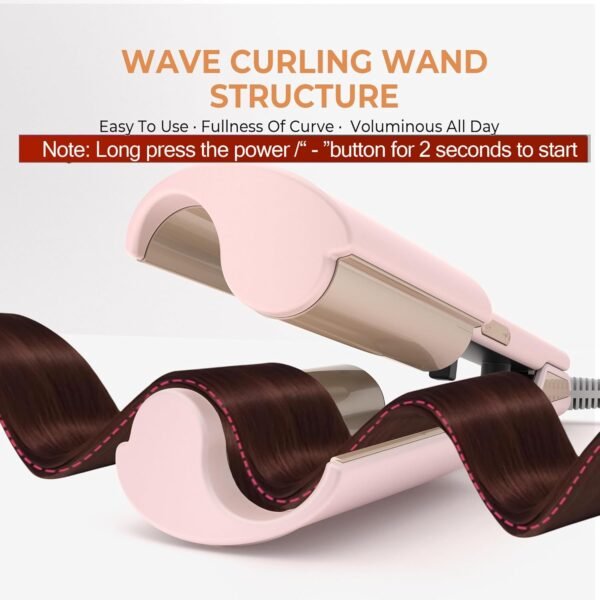 MINI Curling Iron Hair Crimper Waver, Beach Waves Curling Wand, Waver Hair Tool, Double Voltage, Easy to Use, Pink, 1.25 Inch