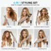 6-in-1 Hair Styler, Hair Dryer, Multi-Function Hot Air Brush Set, Ionic Blow Dryer with Interchangeable Attachments for Curling, Straightening, Volumizing, Fast Drying,Gifts for Women(Champagne Gold)
