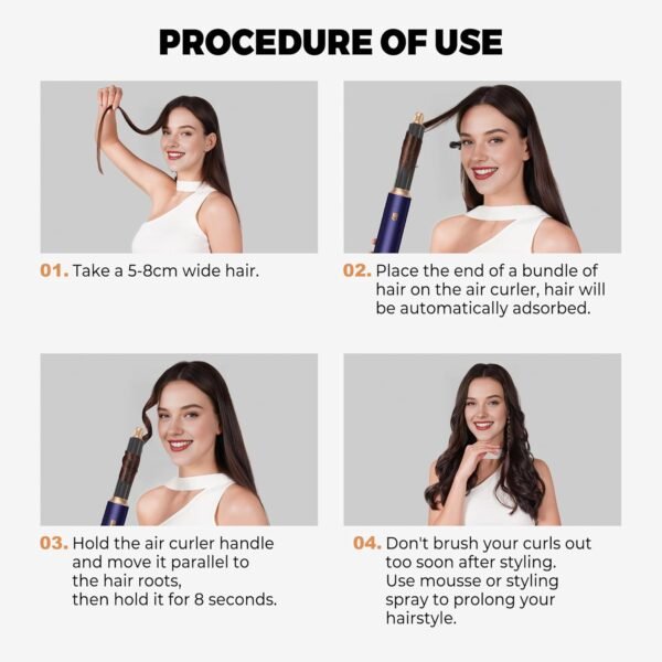 5 in 1 Hair Dryer Brush Set,Professional Negative Ionic Hot Air Styler, Air Curling Wrap Styler,Detachable Blow Dryer Brush With Auto Wrap Curlers,Hair Styling Tools For Straight/Curl/Drying/Smoothing