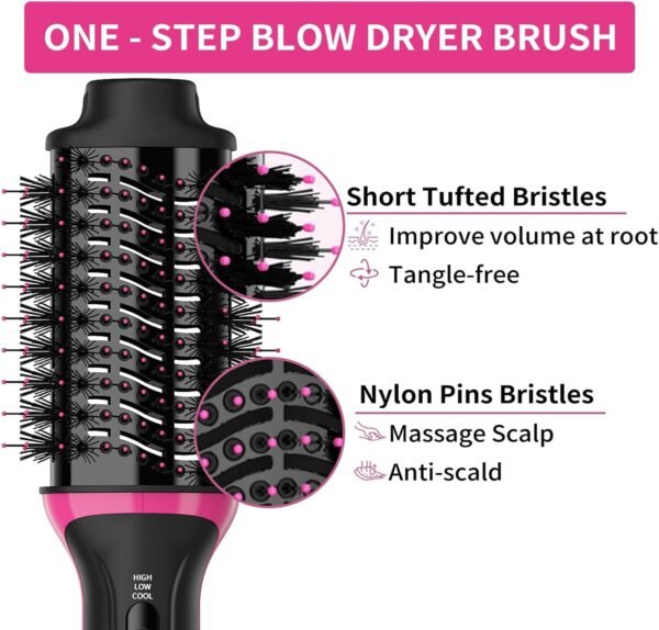 Hair Dryer Blow Dryer Brush in One, Professional Hot Air Brush 4 in 1 One Step Hair Dryer and Styler Volumizer with Negative Ion for Drying, Straightening, Salon for All Hair Types