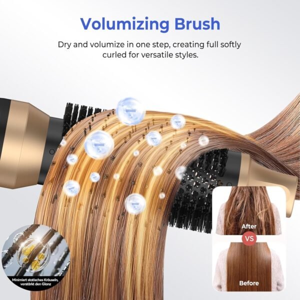 Hair Dryer Brush 5 in 1, Blow Dryer Brush Set with Air Curler Wrap Hair Styler, Negative Ionic Blow Dry Brush, Detachable Hair Tool for Curling, Volumizer,Straightener,Drying