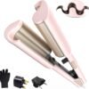 MINI Curling Iron Hair Crimper Waver, Beach Waves Curling Wand, Waver Hair Tool, Double Voltage, Easy to Use, Pink, 1.25 Inch