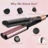 Waver Curling Iron Hair Crimper 3/4 Inch, Ionic Deep Waver Hair Curler Tool, 5 Temp Dual Barrel Mini Portable Curling Wand, Dual Voltage, Anti-Scalding Fast Heating for Short and Long Hair