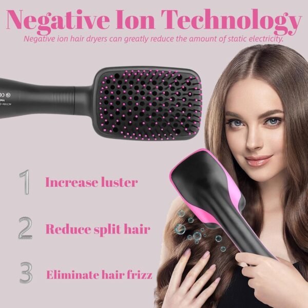 Hair Dryer Brush Blow Dryer Brush in One, 3 in 1 One Step Hair Dryer and Styler, Negative Ion Hair Straightener Hot Air Styling Tool for Straightening Drying Smoothing