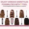 6 in 1 Wand Curling Iron Set, 3 Barrel Curling Wand Set with Thermal Brush (1.5") and 5 Interchangeable Ceramic Hair Wand Curler (0.35"-1.25"), Home Travel Multi Curl, 2 Temp 30S Instant Heat Up