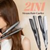 Hair Straightener and Curling Iron 2-in-1 Hair Straightener with Steam Styling Tool for Hair Straightening and Curls 2026 New Grey Ceramic Straightener and Curling Iron for Straight Curly