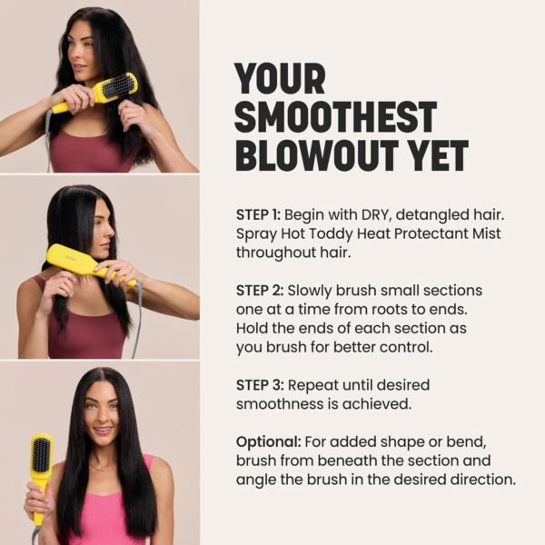 The Brush Crush Heated Straightening Brush – Hair Dryer Straightener for Smooth, Frizz-Free Hair – Salon-Quality Blowout