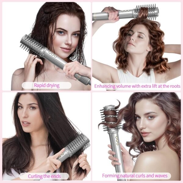 5-in-1 Hot-Air Brush Styler & Dryer - No Heat Damage Auto Wrap Multistyler - 110,000 High Speed Fast Drying Blow Dryer Brush Set - Airbrush Hair Styler & Air Curler for Women Gray