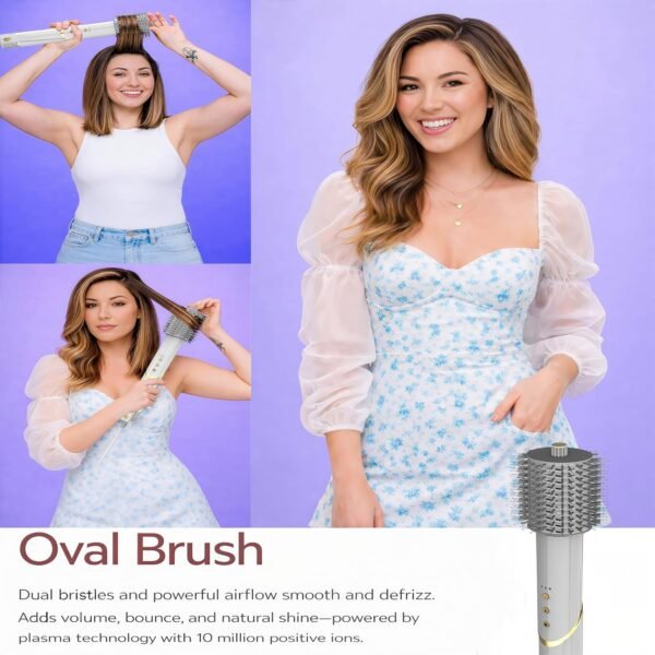 9-in-1 All-in-One Hair Styler & Blow Dryer Set, Hot Air Brush with Auto-Wrap Curlers, Oval Brushes, Diffuser & Frizz Control Nozzle, Multi Styler for Smooth, Voluminous Hair