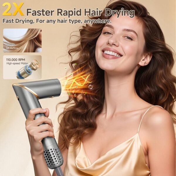 8 in 1 Hot Air Brush Hair Styler, High-Speed Hair Dryer Brush with Auto Wrap Curlers, Foldable Ionic Blow Dryer Brush for Fast Drying, Volumizing & Curling, Multi-Styling Tool (Gifts for Women)