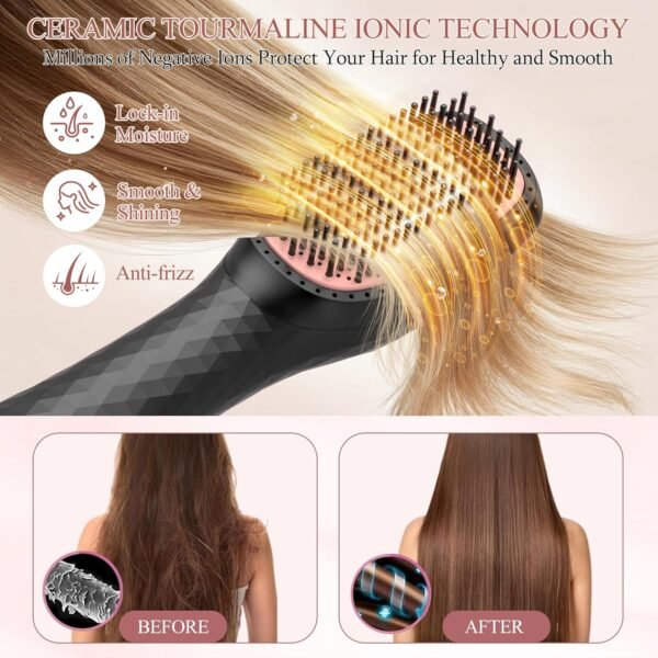 3-in-1 Hair Dryer Brush, Professional 1200W Ionic Blow Dryer Brush with Ceramic & Tourmaline Technology, 3 Heat/2 Speed Settings One Step Hair Dryer & Styler for All Hair Types