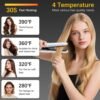 Cordless Hair Straightener Curler 2 in 1 Ceramic Flat Iron Mini Portable Fast Heating 30s 4500mAh Battery 4 Temp Adjustments LCD Display USB Rechargeable for Women Men with Pouch (White)