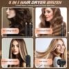 5 in 1 Hair Styler & Hot Air Brush - Air Curling Wrap with Low-Speed Negative Ion Technology, Hair Dryer Brush for Drying, Curling, Straightening & Styling, Hair Styling Tools at Home (Black)