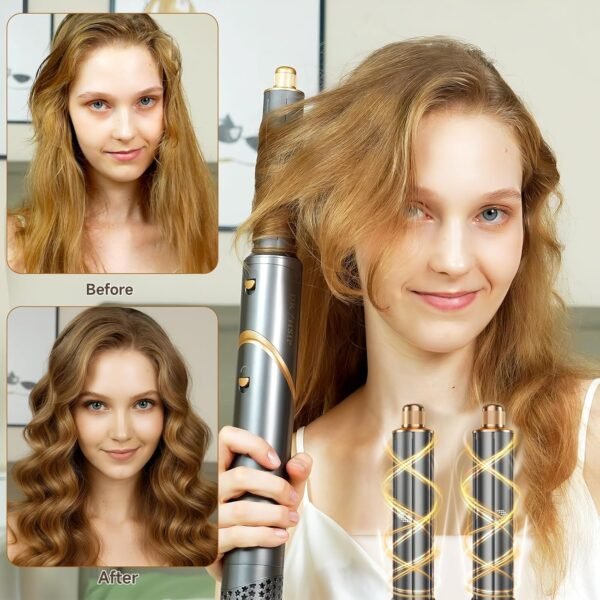 8 in 1 Hot Air Brush Hair Styler, High-Speed Hair Dryer Brush with Auto Wrap Curlers, Foldable Ionic Blow Dryer Brush for Fast Drying, Volumizing & Curling, Multi-Styling Tool (Gifts for Women)