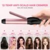 2 in 1 Curler and Straightener Travel Dual Voltage Curling Iron 1.25 Inch Normal Size Hair Curler Ceramic with EU/UK Plug Adapter for Travel Curling Wand Adjustable Temperature and Anti-Tangle