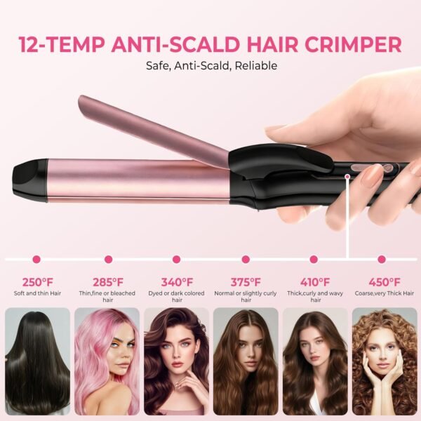 2 in 1 Curler and Straightener Travel Dual Voltage Curling Iron 1.25 Inch Normal Size Hair Curler Ceramic with EU/UK Plug Adapter for Travel Curling Wand Adjustable Temperature and Anti-Tangle