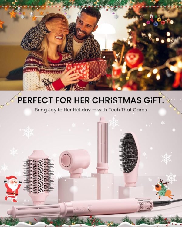 5 in 1 Hot Air Styler Wrap - High-Speed Hair Dryer, Volumizing Brush with Auto Curlers, Fast Drying & Frizz-Free Styling Straightening, No Heat Damage, Includes Travel Bag, Gift for Women