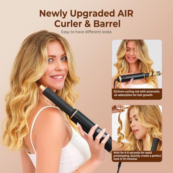 5 in 1 Blow Dryer Brush, Upgrade Hair Dryer Brush Air Curler Air Curling Wrap Styler, Detachable Hot Air Brush Negative Ion Curling Brush Iron, Hair Styling Tools for Drying Curling Straightening