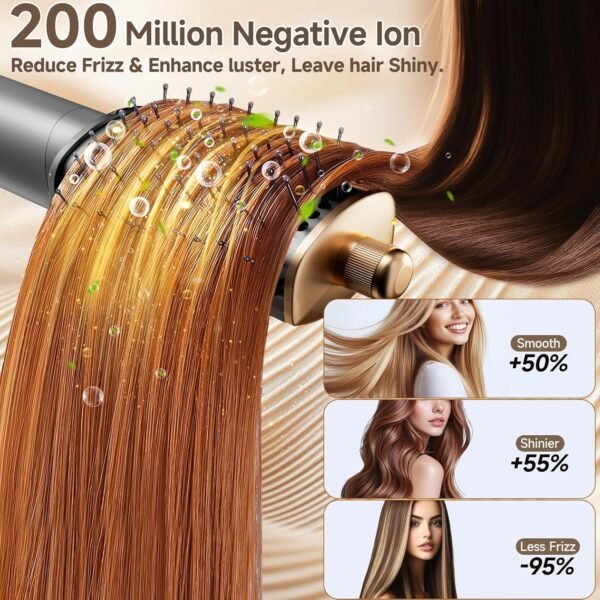 8 in 1 Hot Air Brush Hair Styler, High-Speed Hair Dryer Brush with Auto Wrap Curlers, Foldable Ionic Blow Dryer Brush for Fast Drying, Volumizing & Curling, Multi-Styling Tool (Gifts for Women)