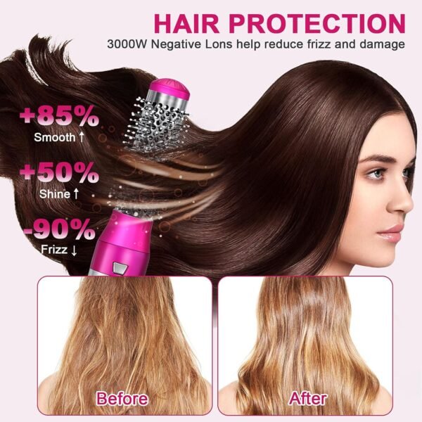 Blow Dryer Brush Set, Air Sculpt 3-in-1 Hot Air Brush Blow Dryer - Salon Blowout Styler for Curling, Volumizing & Straightening with 3 Interchangeable Heads, Sleek & Frizz-Free Hair, ALCI Safety Plug