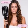 Hair Waver 1.25" - 3 Barrel Curling Iron 1 1/4 Inch, Ceramic Barrel Waver for Thick, Thin, Long, or Short Hair - 1.25", Black with Glove