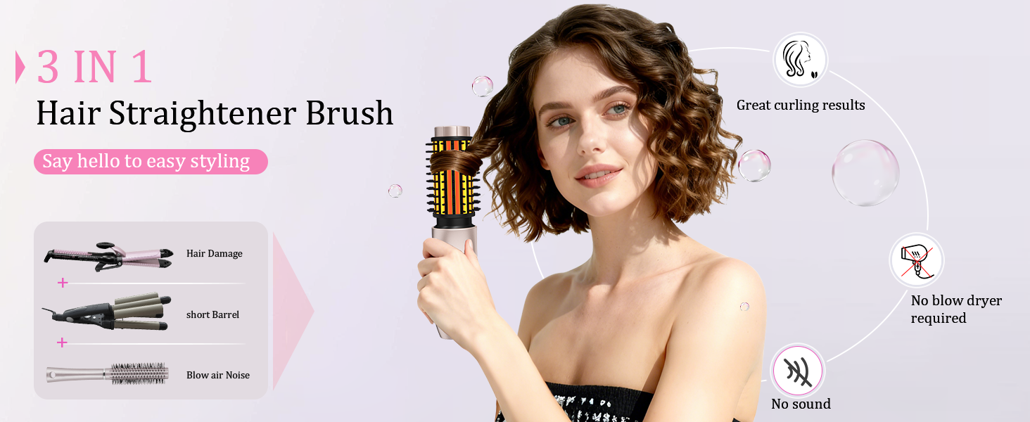 Cordless Hair Curling Iron Brush